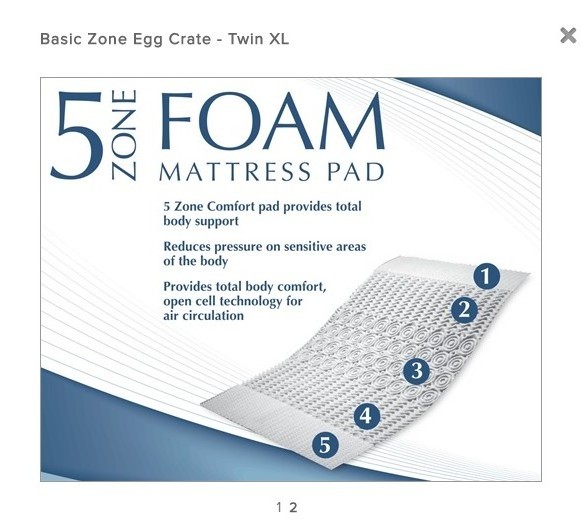 3 zone Eggcrate memory foam mattress topper