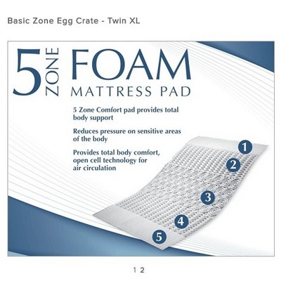 3 zone Eggcrate memory foam mattress topper