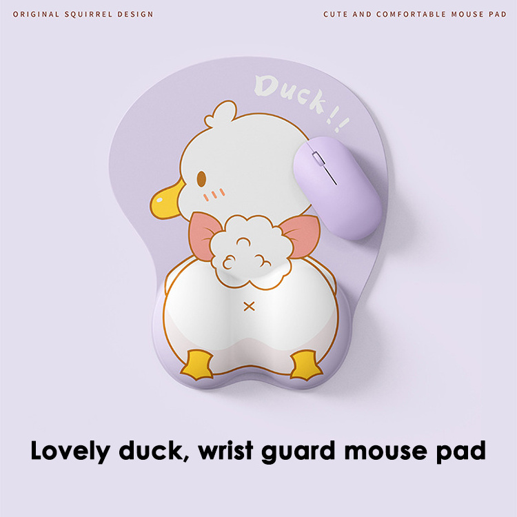 Promotional Items Overall Design Milk silk Fabric Silica Gel Pad More specialized In Keyboard Hand Rest With Cute Duck