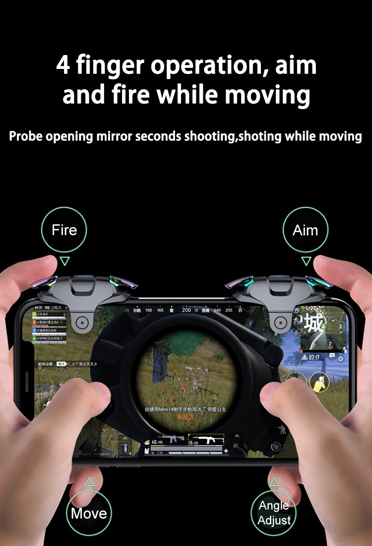 Factory wholesale Fire Button Aim Key cell phone pubg gaming trigger Mobile Joystick Game Controller for iPhone Samsung