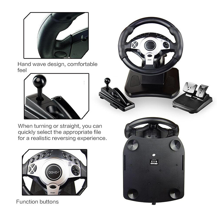 2022 New programmable buttons plug any play 900 degreeturn  Car Gaming Steering Wheel for PC PS switch X box