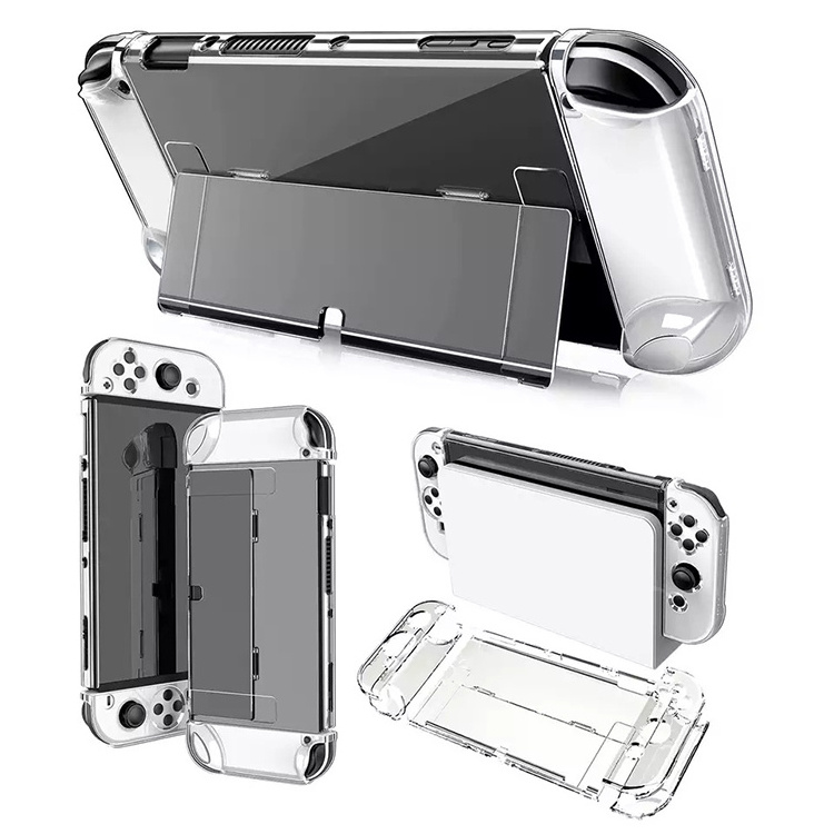 Custom Game Accessories Protective Clear Soft Case  waterproof Cover Shell With Bracket Holder for nintend switch console