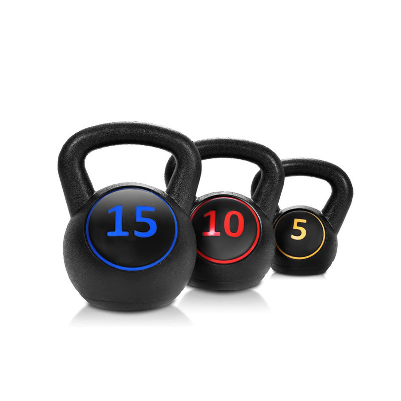 High Quality Weight Lifting Blow Molding Free Weights Gym Equipment Vinyl 30lb Kettlebell Set