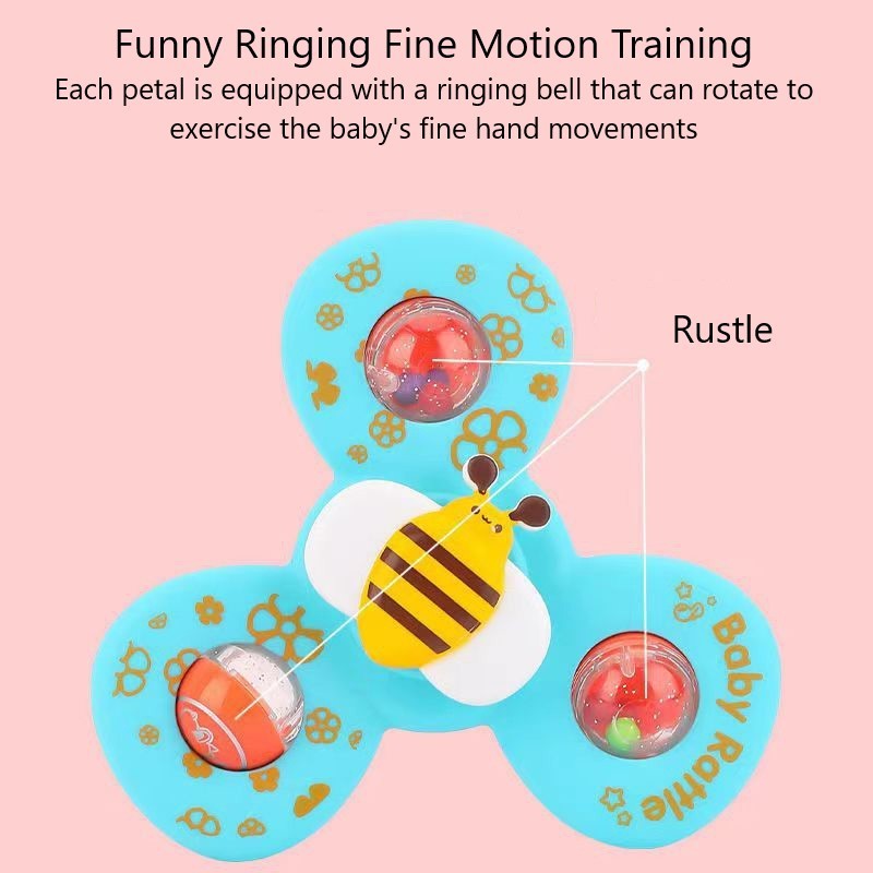 Bath toys suction cup rotating toy baby ring the bell children rotating finger gyro set