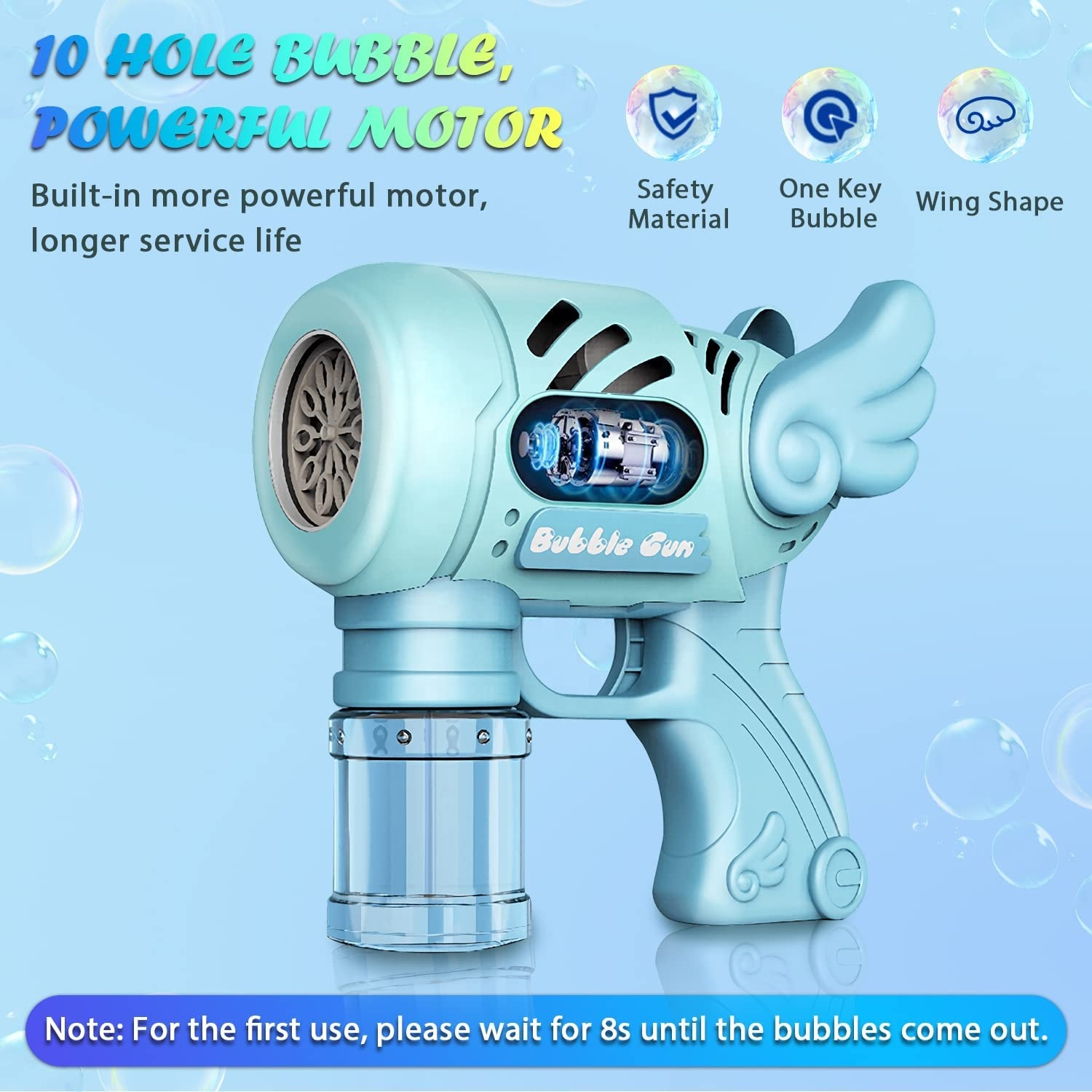 Tik Tok Popular Bubble Gun Angel 10 Holes Automatic Bubble  Machine Toy Guns For Kids Outdoor Play Toys