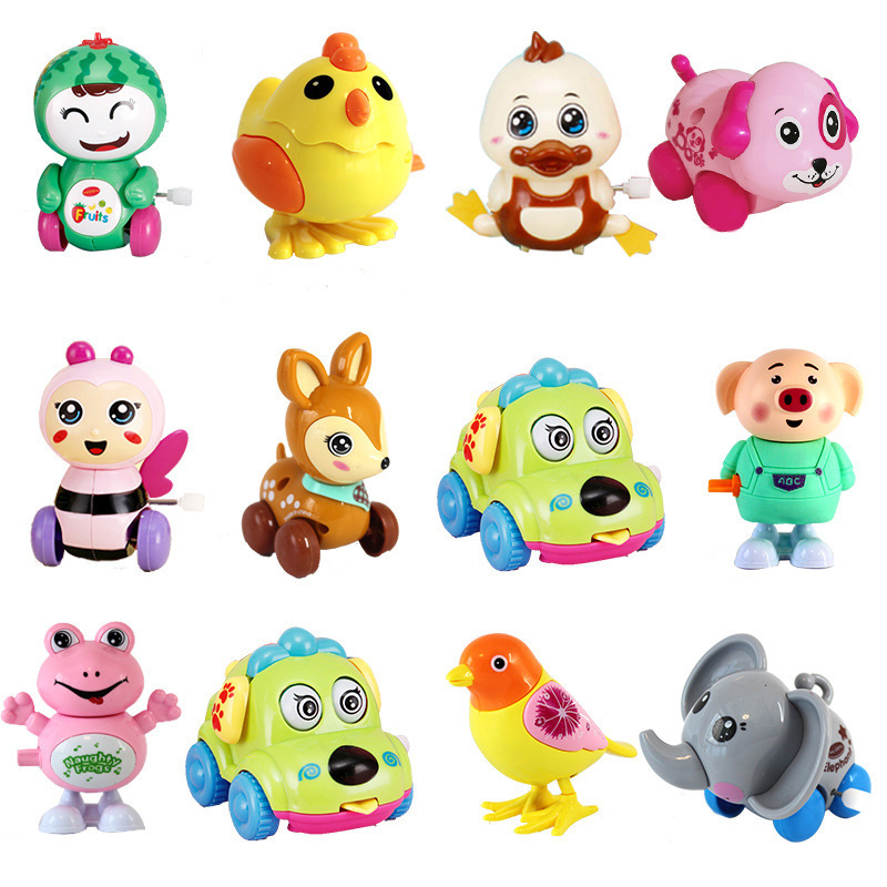 Cartoon Animal Duck Clockwork Toy Bird bee dinosaur Mechanical Wind Up Swing Toy for Kids Classic Toys