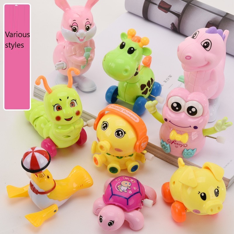 Cartoon Animal Duck Clockwork Toy Bird bee dinosaur Mechanical Wind Up Swing Toy for Kids Classic Toys