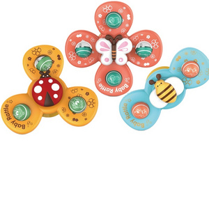 Bath toys suction cup rotating toy baby ring the bell children rotating finger gyro set