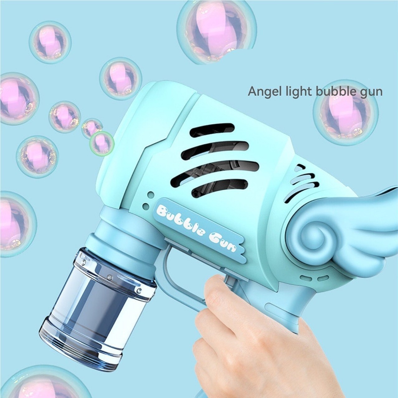 Tik Tok Popular Bubble Gun Angel 10 Holes Automatic Bubble  Machine Toy Guns For Kids Outdoor Play Toys