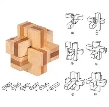 hot selling wholesale Bamboo educational toys 4.5 cm Lu Ban lock 3d puzzle game adult children school bamboo jigsaw puzzle toys