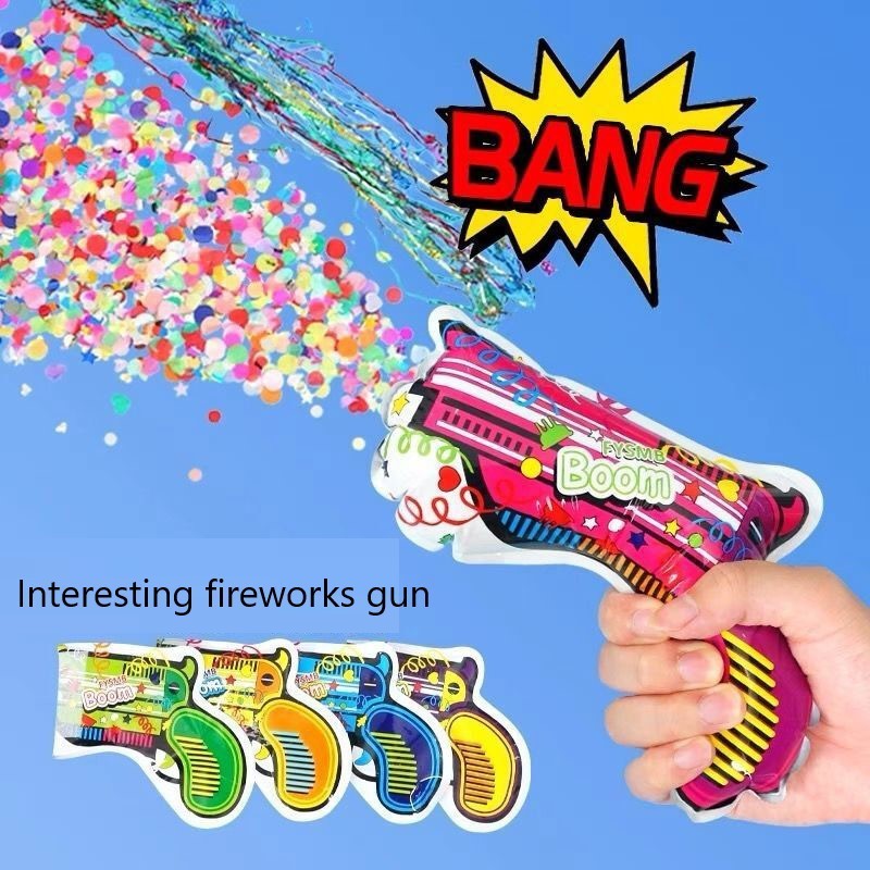 Wholesale Birthday Party Gift Kid Foil Inflatable Balloon Fireworks Confetti Gun Shooter Bubble Gun