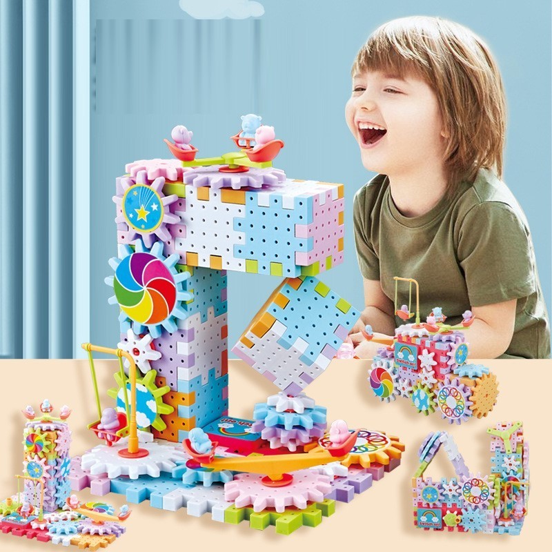 Creative educational Toys DIY Colorful Electric Gear Building Blocks Toy Blocks Kids Toys