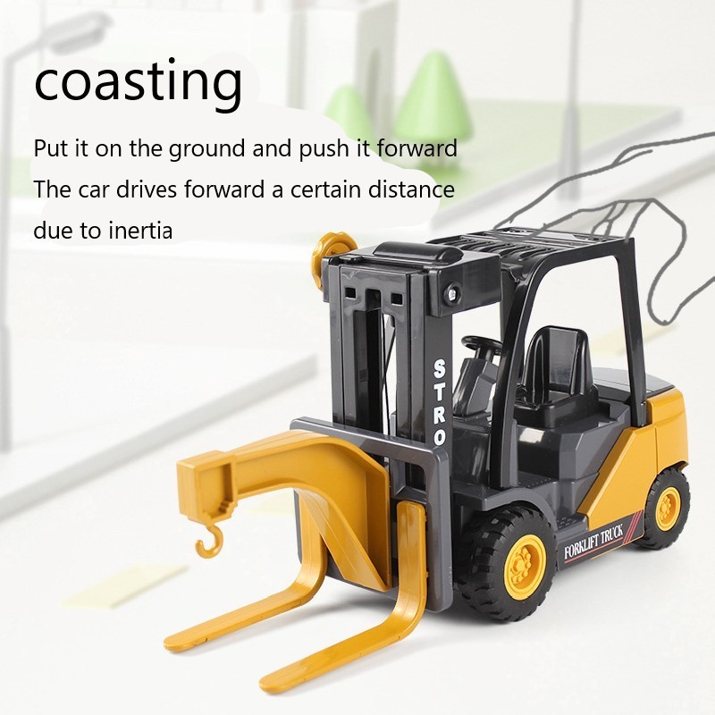 Children's simulation lift able forklift engineering vehicle inertial fall-resistant crane model toy