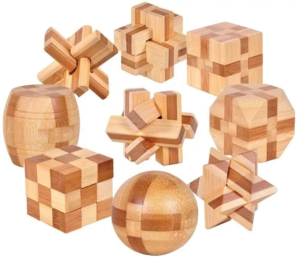 hot selling wholesale Bamboo educational toys 4.5 cm Lu Ban lock 3d puzzle game adult children school bamboo jigsaw puzzle toys