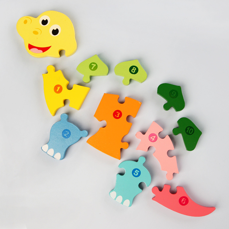 12 Designs 3D Puzzles Educational Toys Kids Animals Montessori Game Wooden Assemble Pegged Puzzles Board Children Preschool