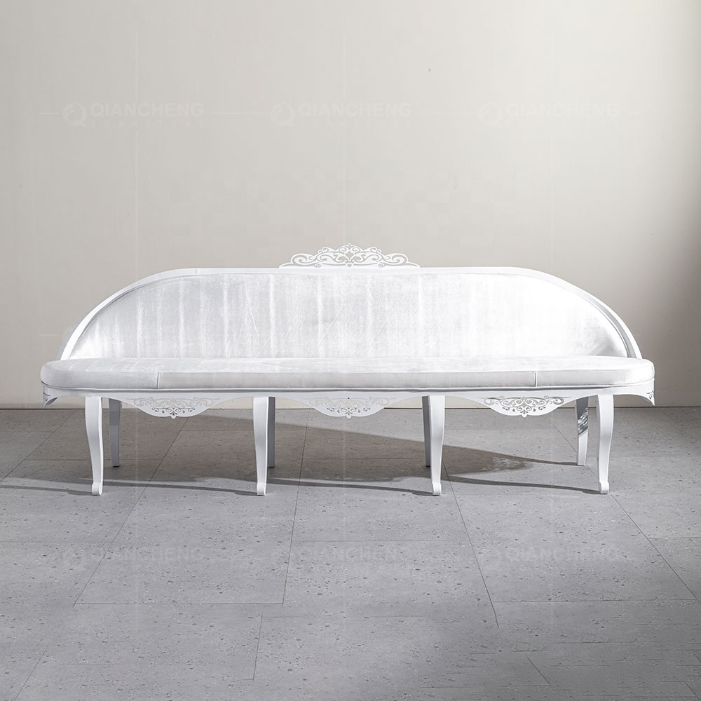 the industry china quality wholesale european sofa furniture Stainless steel spray white paint carved wedding lounge sofa