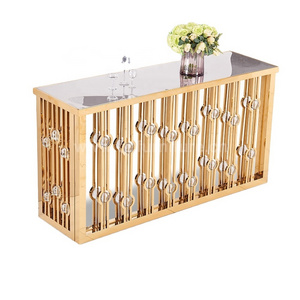 custom hotel bar table luxury cheap modern minimalist casual cafe furniture gold metal stainless steel high bar counter table