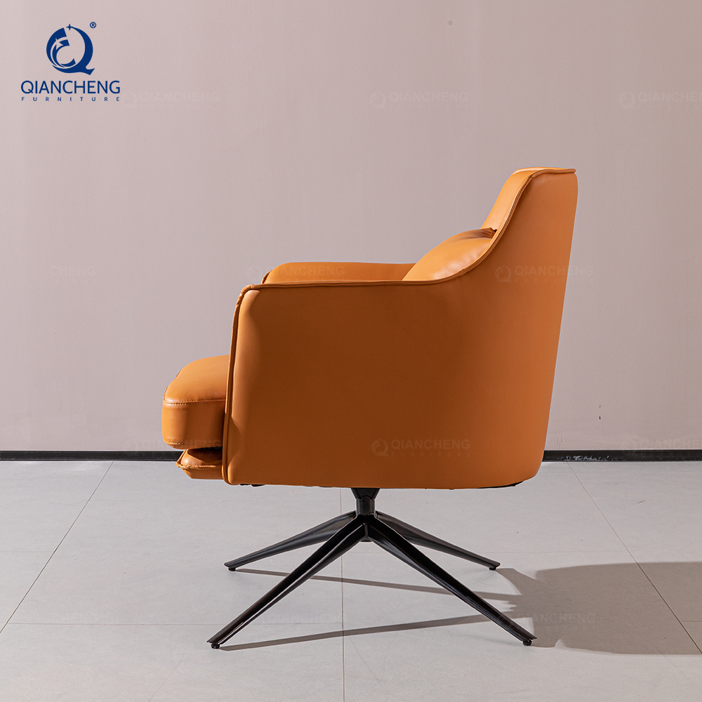 swivel revolving guest manager office boss accent lounge chair ergonomic high back for office orange leather swivel arm chair