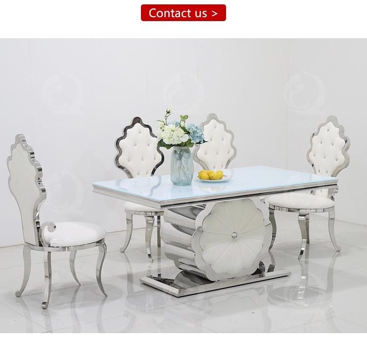 modern flower vase crushed diamond with dining table gloss super white tempered glass dining table