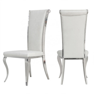 recycled leather stanles steal  dining 2 chair dining set z shape silver chrome stainless steel dining room chairs