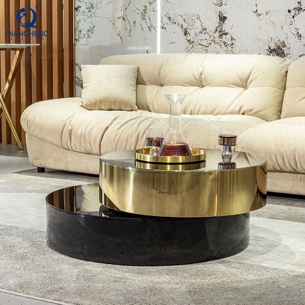 lift top nesting rotating glass black and gold coffee table high gloss stainless art furniture round coffee nest corner table