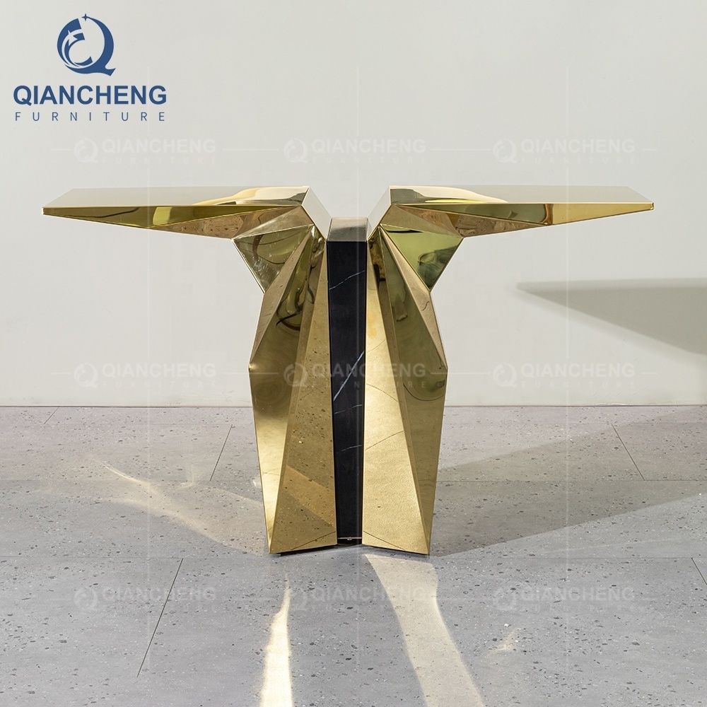 living room exquisite gold stainless steel console table brass italian sofa table design hall way console table furniture