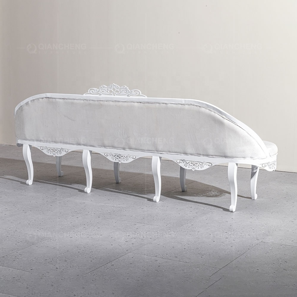 the industry china quality wholesale european sofa furniture Stainless steel spray white paint carved wedding lounge sofa