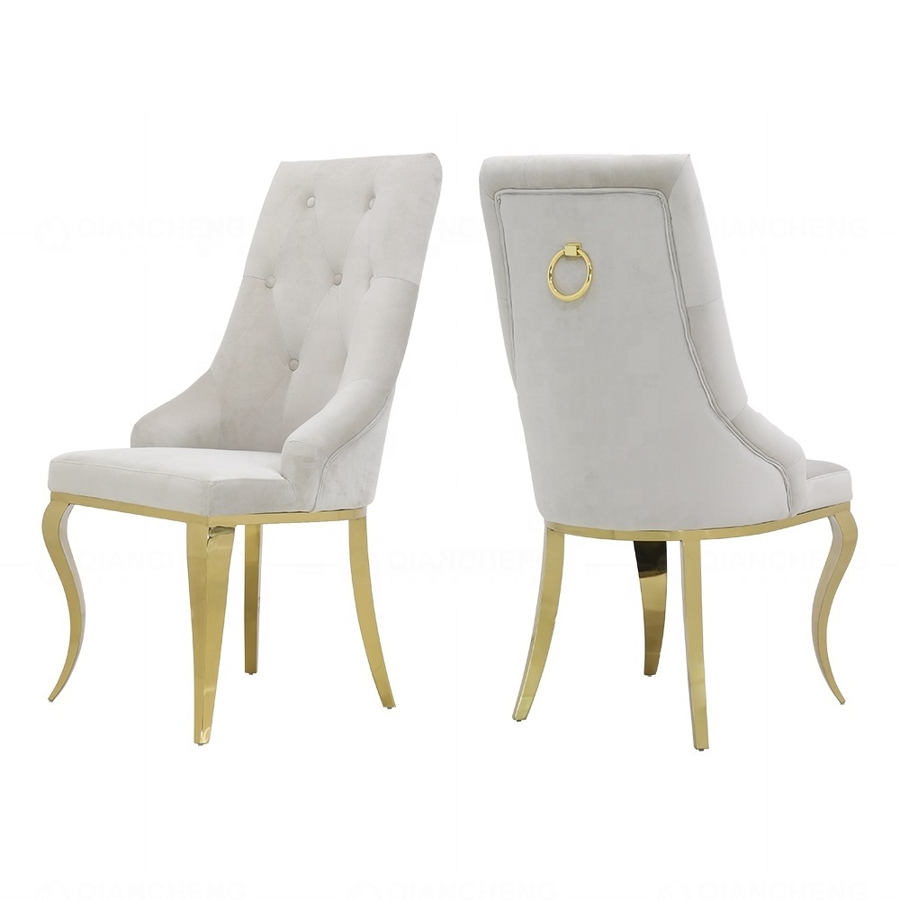 luxury italian beige velvet ss dining chair with gold chrome scandinavian stainless steel sitting dining room chair