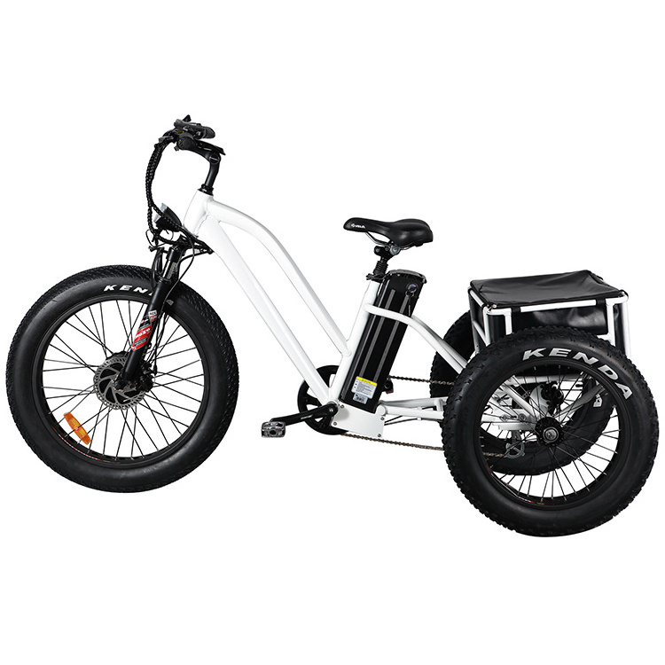 500W 18Ah 24 Inch 3 Wheel Electric Fat Bike Trike Cargo electric tricycles