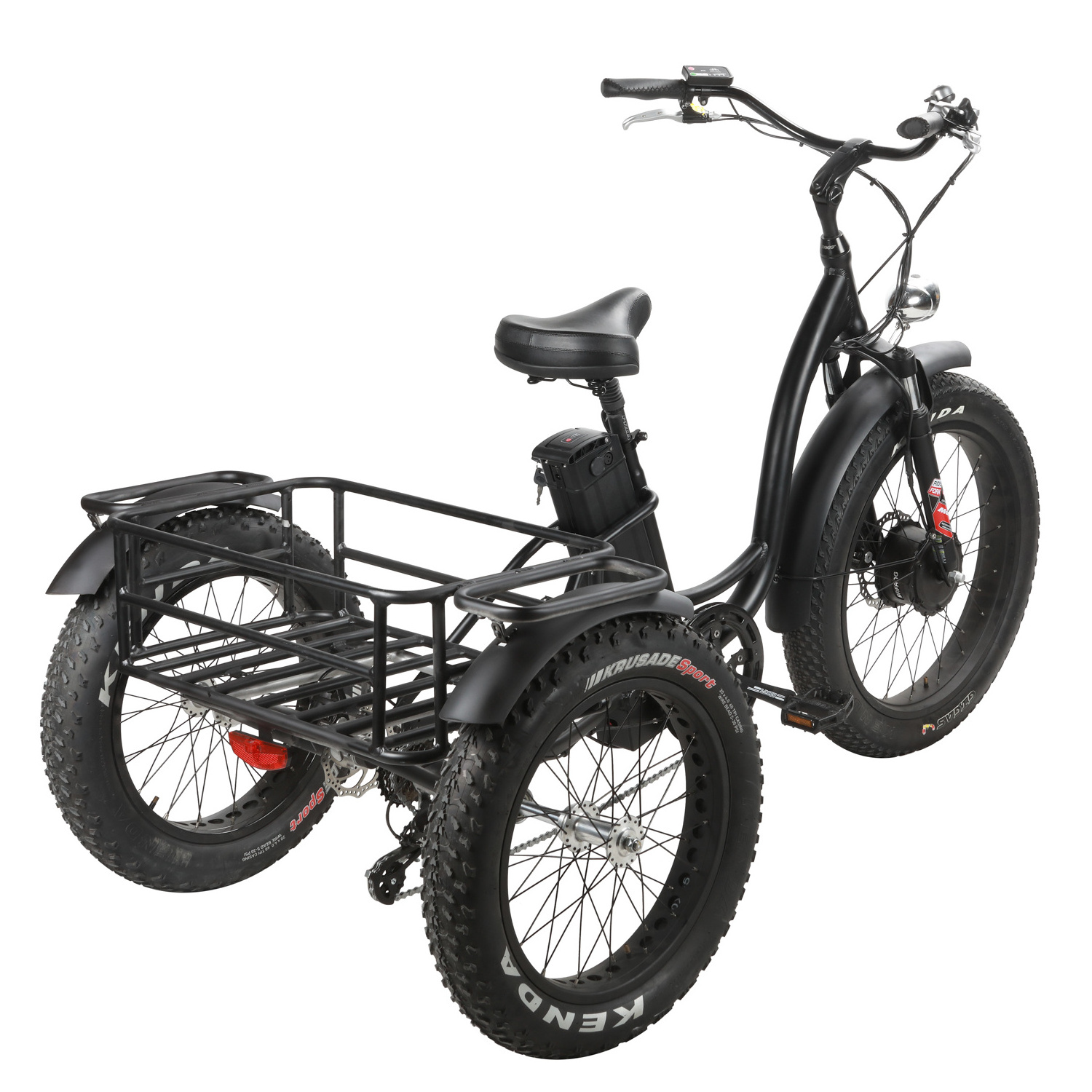 powerful engine fat tire three wheel electric cargo tricycle with big strong baskets