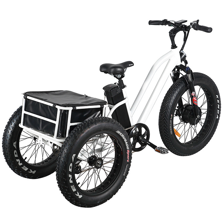 500W 18Ah 24 Inch 3 Wheel Electric Fat Bike Trike Cargo electric tricycles