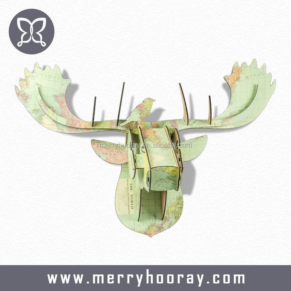 2016 New Design Geometric Deer Head Wall Sticker Geometry Animal Series Decals 3D Vinyl Wall Art Custom Home Decor