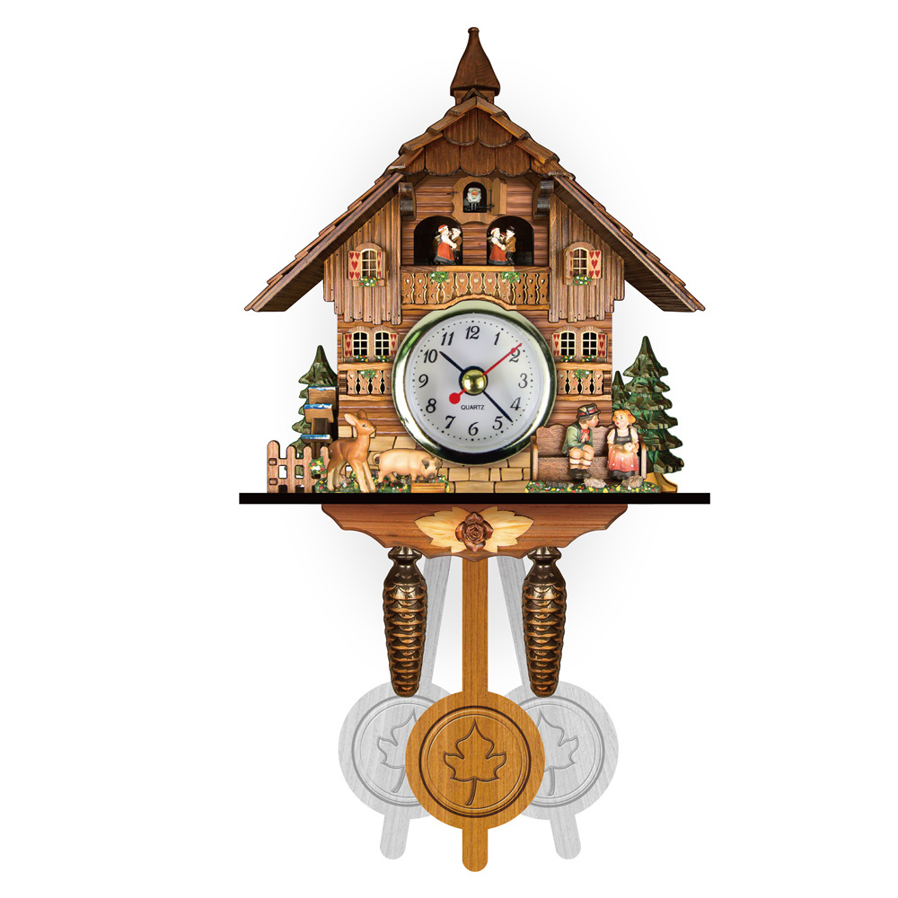 Wooden Black Forest house Bird Wall Clock Decoration Antique Pendulum Hunting Quartz German Cuckoo Clock