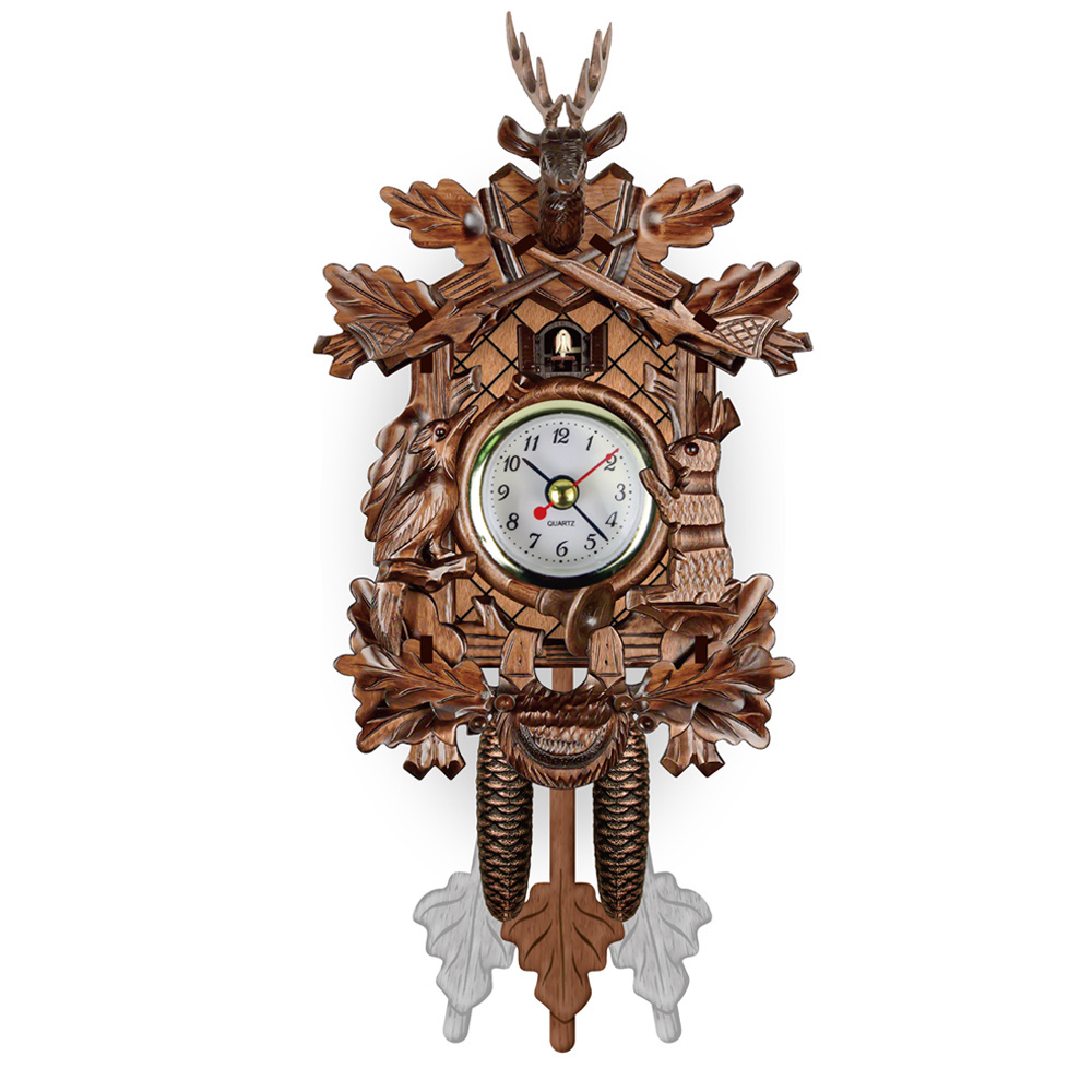 Wooden Black Forest house Bird Wall Clock Decoration Antique Pendulum Hunting Quartz German Cuckoo Clock