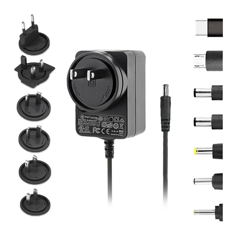 Travel FCC UL CE CB Multiple Plug Exchangeable Adaptor 36w 5v 9v 12v 15v 19v 24v 36v Ac Dc Transformer For Universal