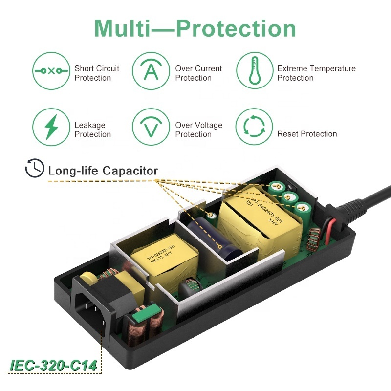 Desktop C6 C8 C14 Socket 15V 8000mA 12V 10A AC DC Power Supply 20 Volt 6 Amp Adaptor 24 Volt 5 Amp 120 Watt Laptop Power Adapter