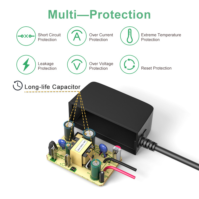 eu 5v 2.5a type-c charger 12v 1a dc adapter 9v 1.5a ac dc adapter side-pin wall mounted charger for home appliance