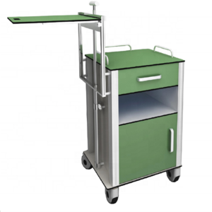 High Quality HPL Hospital Locker Bed Beside Cabinet With Wheels and Extended Dining Table