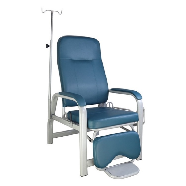 Heavy Duty Medical Manual Transfusion Chairs with footrest and leg rest Recliner Bed Hospital Chair