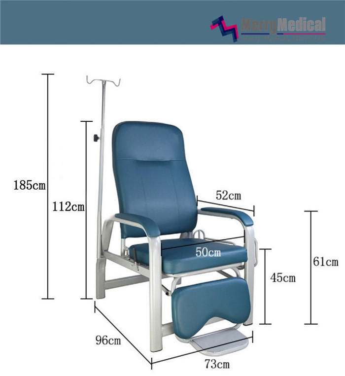 Heavy Duty Medical Manual Transfusion Chairs with footrest and leg rest Recliner Bed Hospital Chair