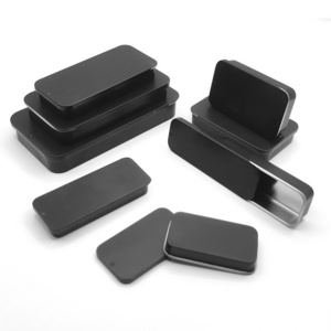 wholesale matte black small packaging tin can box for Chewing gum rectangle packing container jar for candy