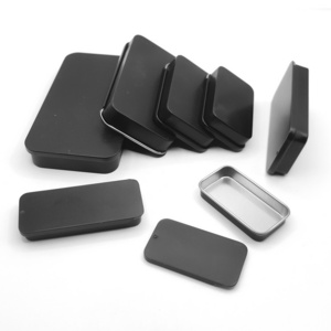 100ml 200ml 250ml metal black packing tin boxes rectangle square metal drawer slide top jar box for Chewing gum