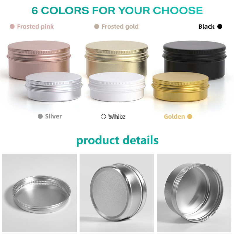 5g 30g 60g 80g 100g 200g Round Metal Exquisite Empty Tin Can Travel Reusable Aluminum Jar Metal Container 2oz 4oz 6oz 8oz 10oz