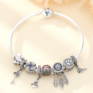 Women fashion jewelry customized charm 925 sterling silver copper bead bracelets