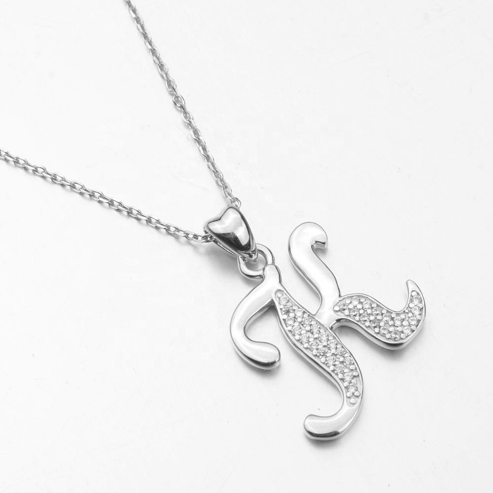 Merryshine Custom 925 Silver Cz Alphabet Letter K Horn Diamond Letter Christmas Pendant