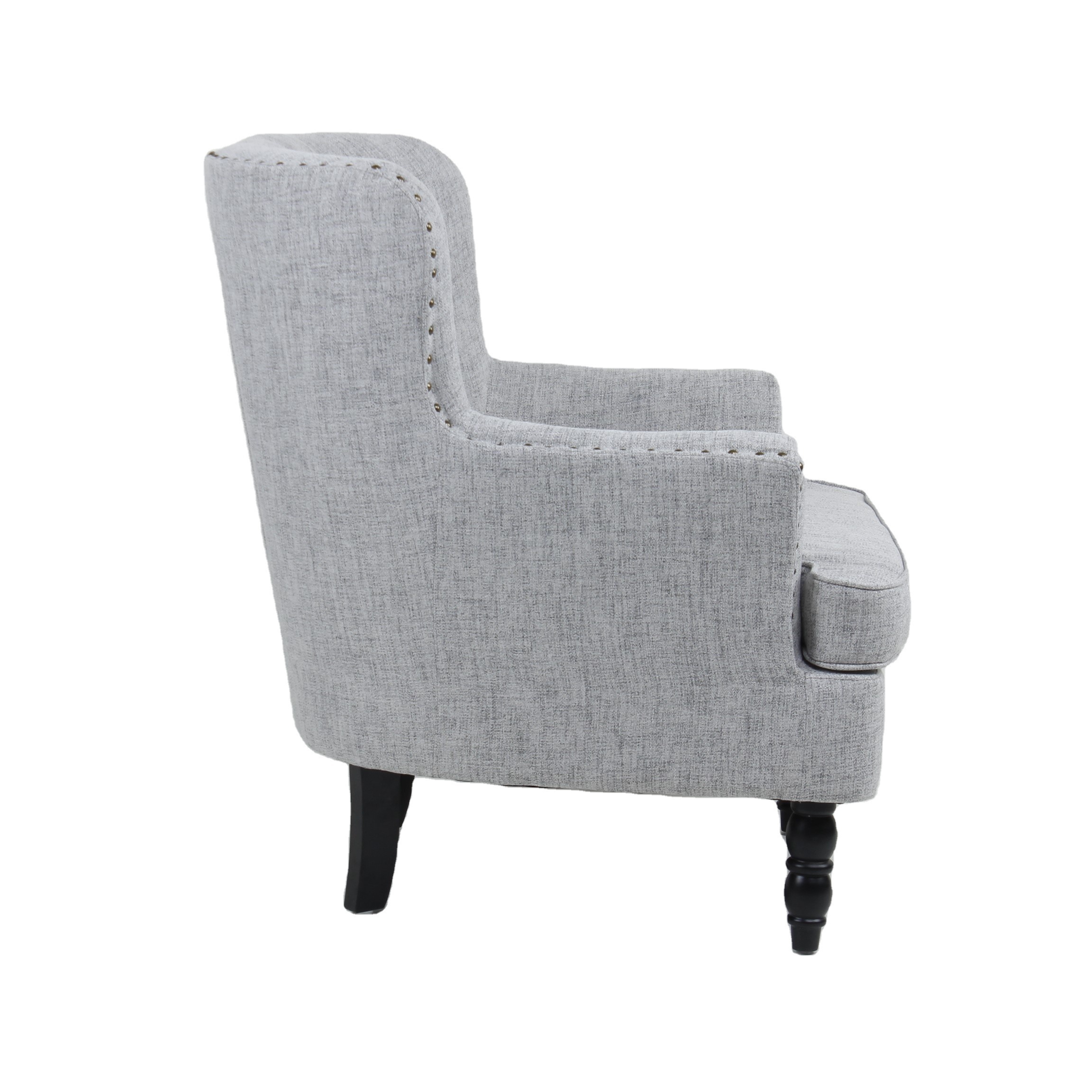 American Style Leisure Chair Single Seat Luxury Furniture Wide Size Wingback Tufted Button Fabric Accent Chair