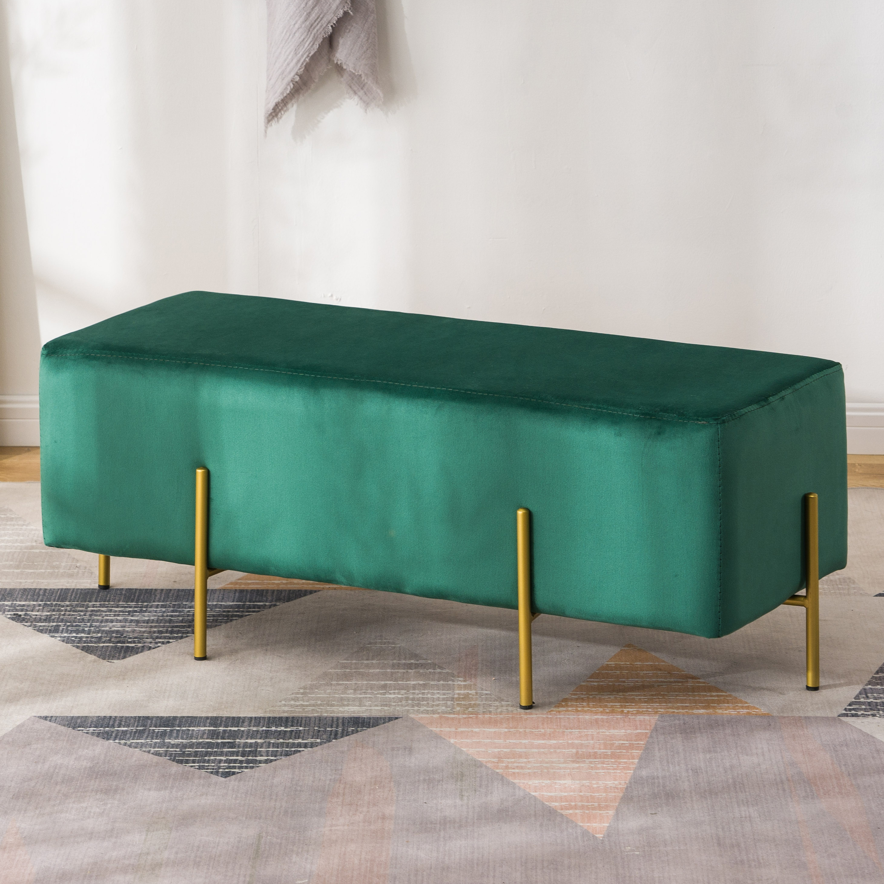 factory customized new design end of bed bench modern furniture velvet indoor ottoman bench