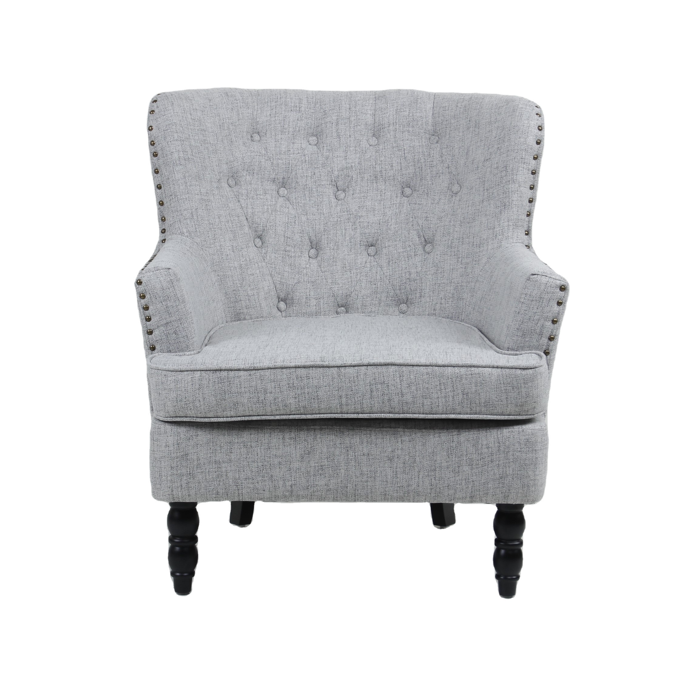 American Style Leisure Chair Single Seat Luxury Furniture Wide Size Wingback Tufted Button Fabric Accent Chair