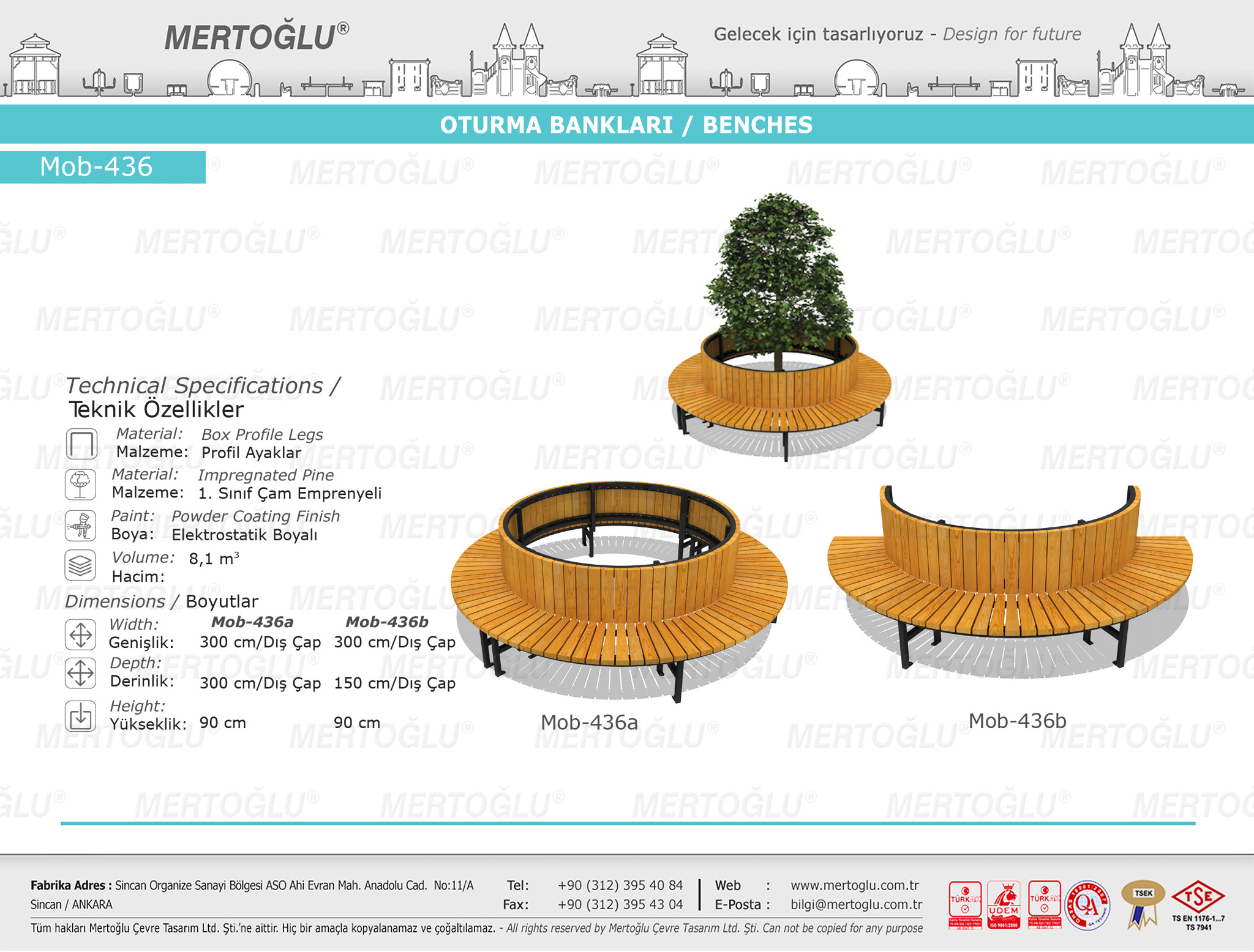 Mob 436 a Wooden Circular Tree Bench High quality Low price Custom Logo Outdoor Furniture bench