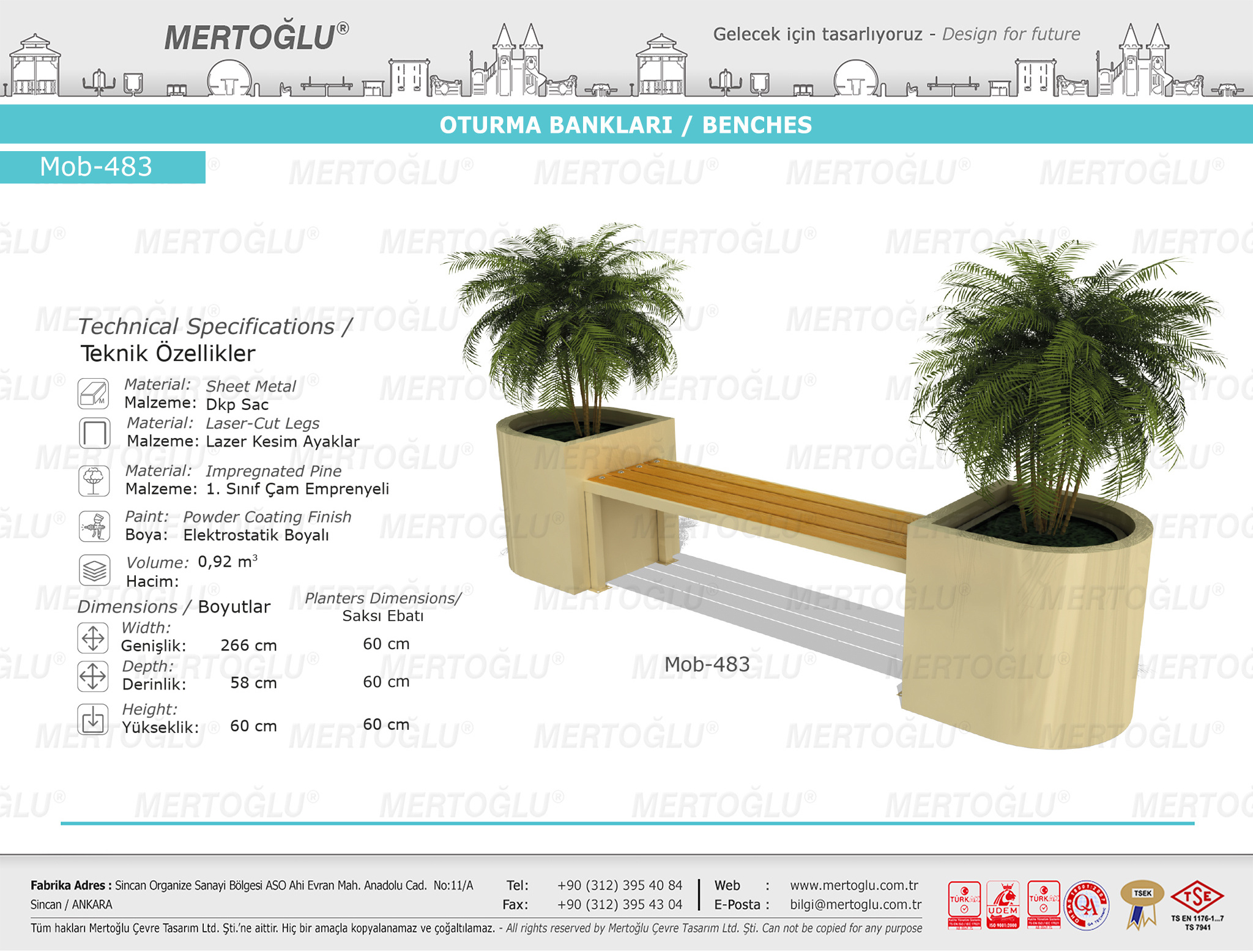 Mob-483 Metal Wooden Bench With Planter Hot Sale Outdoor Popular High Best quality Custom Logo cheap Price